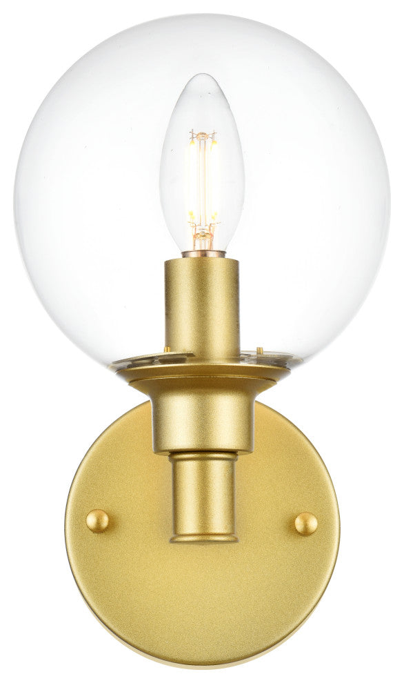 1 Light Brass And Clear Bath Sconce