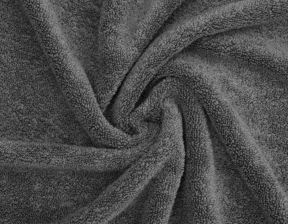 Delara 100% Organic Cotton Plush Wash Cloths, Set of 6, 13"x13", Dark Grey