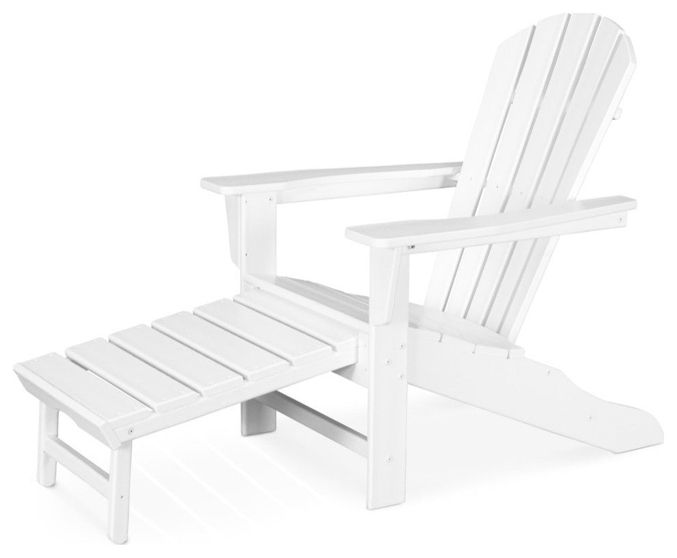 Polywood Palm Coast Ultimate Adirondack with Hideaway Ottoman, White