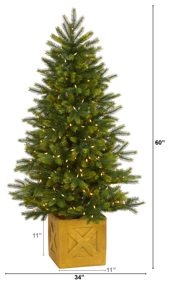 5' Manchester Fir Faux Xmas Tree W/Multifunction Lights & Bendable Branches