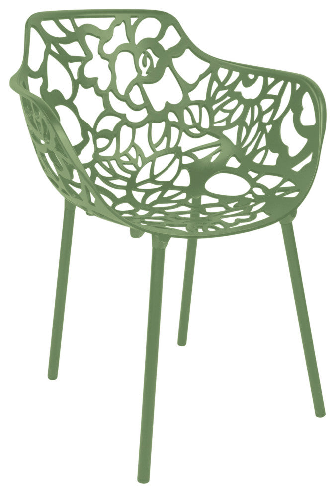 Leisuremod Modern Devon Aluminum Chair With Arm, Khaki Green