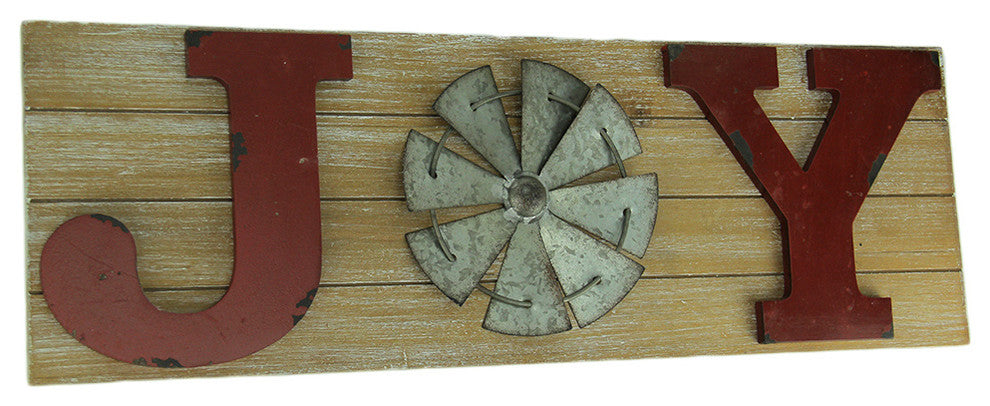 Distressed Look Holiday Word Sign Windmill Wall Hanging