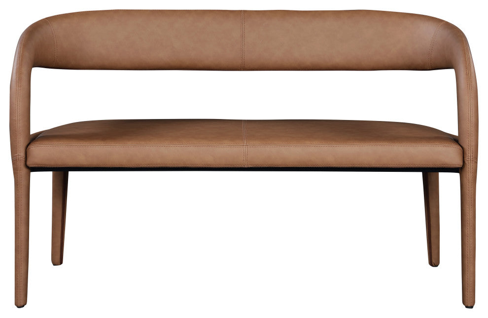 Sylvester Faux Leather Bench, Brown