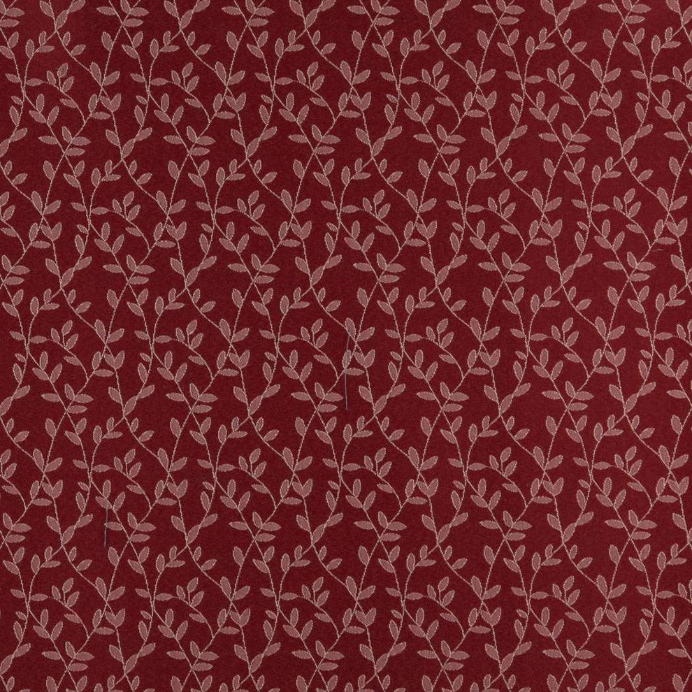 Burgundy And Beige Vine Leaves Jacquard Woven Upholstery Fabric By The Yard