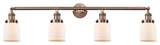 Bell 4-Light 42" Bath Vanity Light, LED, Antique Copper, Matte White