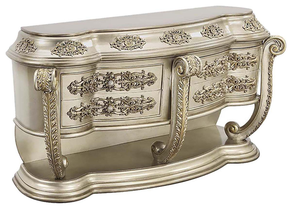 Wood Dresser With 4 Drawers, Champagne