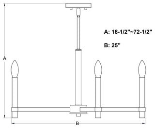 Vaxcel Lighting H0267 Damen 5 Light 25"W Taper Candle Style - Matte Black /