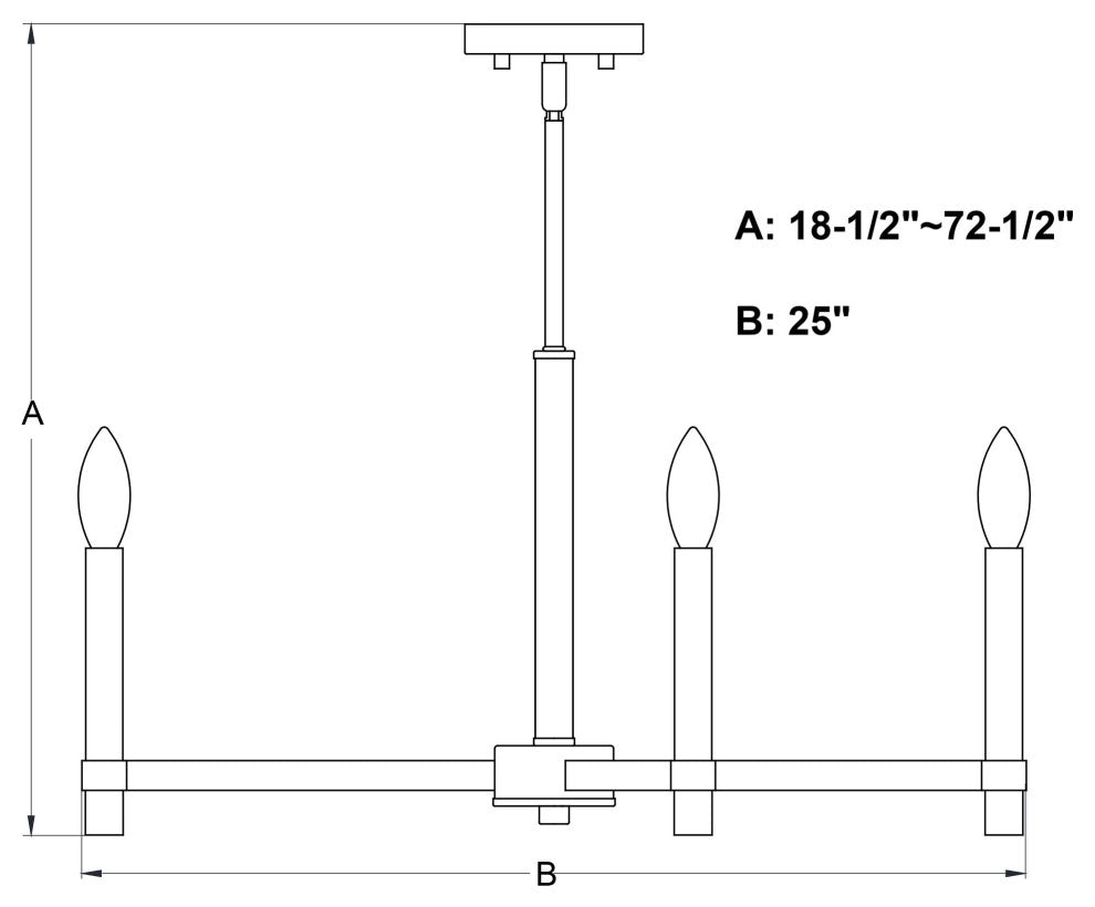 Vaxcel Lighting H0267 Damen 5 Light 25"W Taper Candle Style - Matte Black /