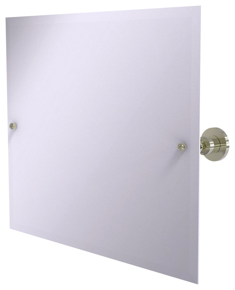 Frameless Landscape Tilt Mirror with Beveled Edge, Polished Nickel