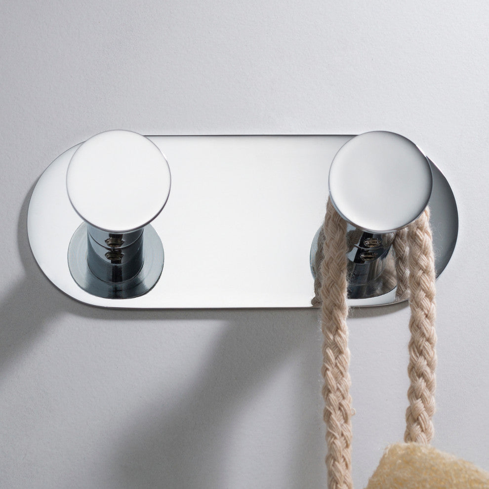 Elie Bathroom Robe and Towel Double Hook, Chrome