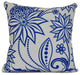 18x18", Ella, Floral Print Pillow, Blue
