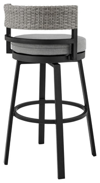 Encinitas Outdoor Stool, Aluminum With Wicker/Gray Cushions, Counter Height