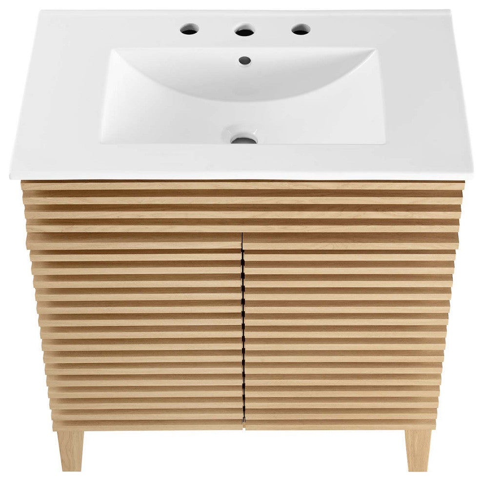 Render 30" Bathroom Vanity Cabinet, Oak White