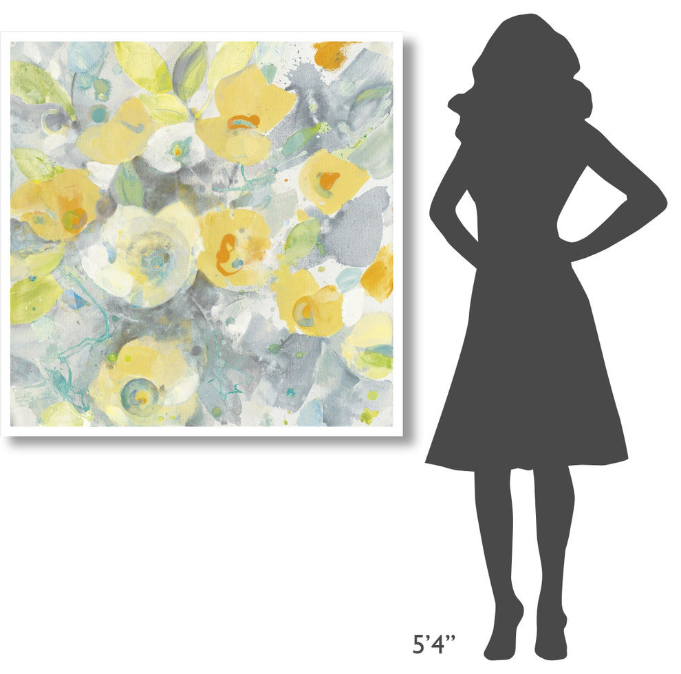 "Buttercups II Turquoise" Digital Paper Print by Albena Hristova, 42"x42"