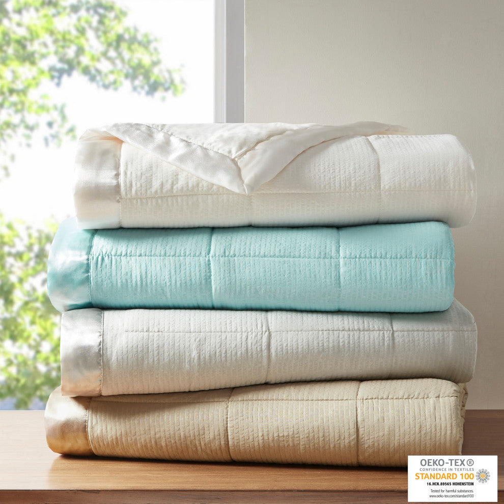 Madison Park Solid Embossed Microfiber Premium Oversized Blanket, Full/Queen