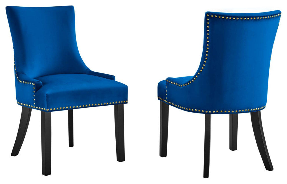 Marquis Performance Velvet Dining Chairs, Set of 2, Navy