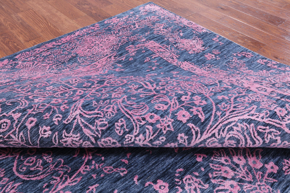 9' 1" X 12' 1" Handmade Persian Wool and Silk Rug Q6264