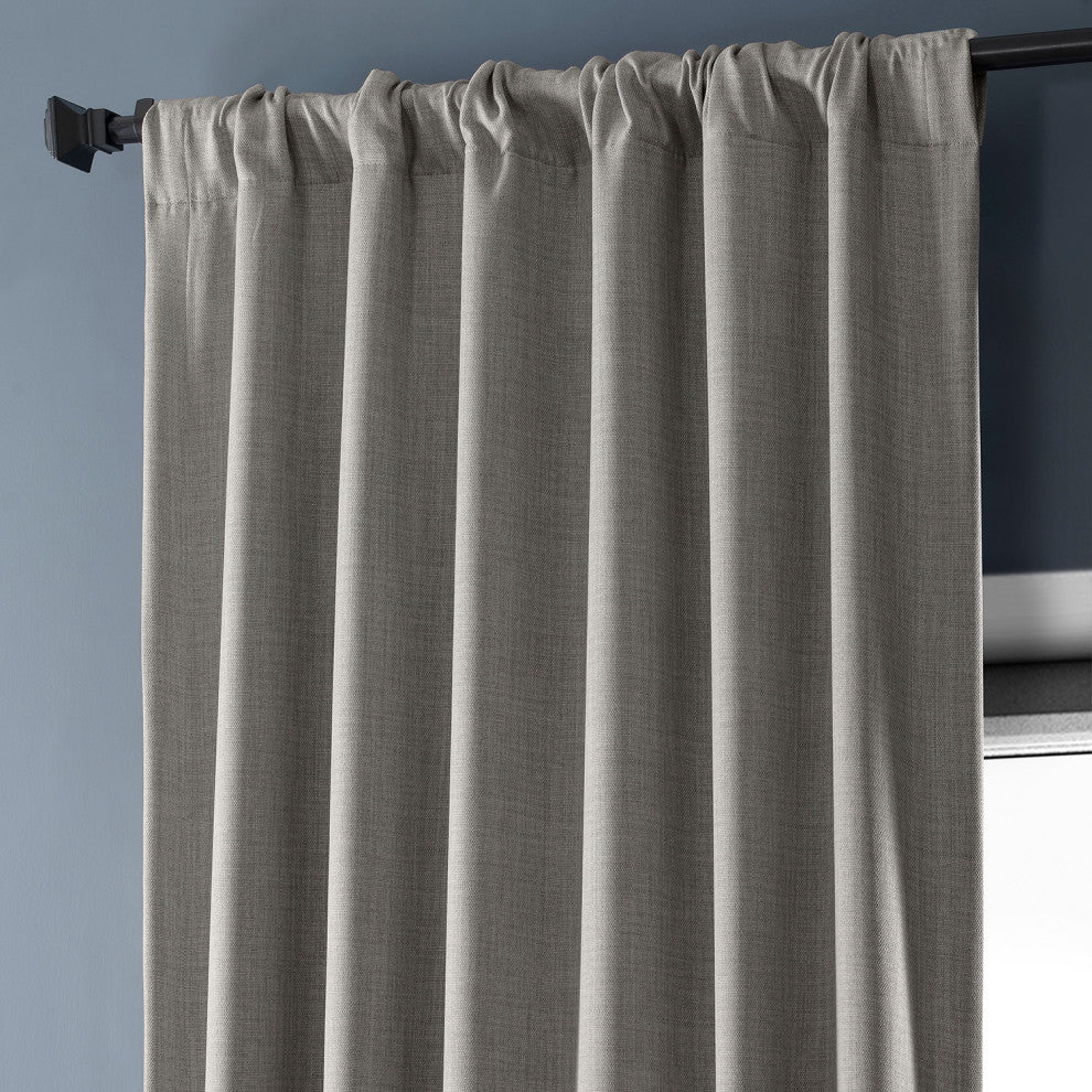 Faux Linen Darkening Curtain Single Panel, Clay, 50"x120"