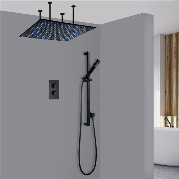 Biella 24" LED Rainfall Thermostatic Shower System With Hand Shower