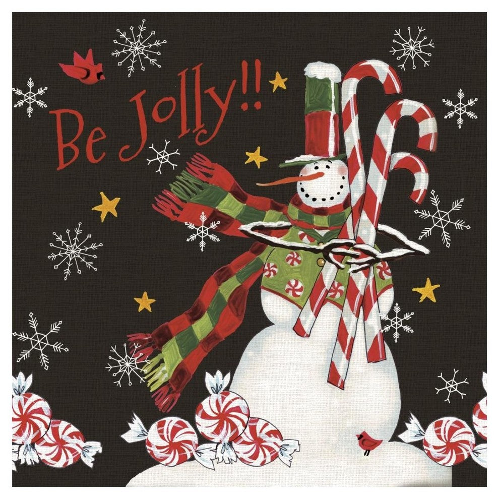 "Sweet Snowmen II Black" Digital Paper Print by Anne Tavoletti, 26"x26"