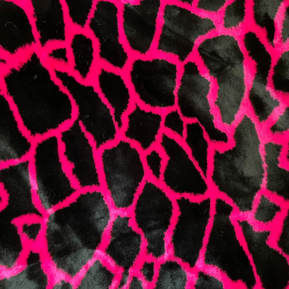 Pink Black Plush Faux Fur Luxury Throw Blanket, Throw 60Wx96L