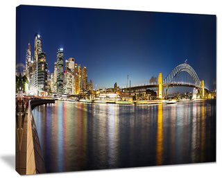 "Cityscape Sydney Nightfall" Panorama Canvas Print20"x12"