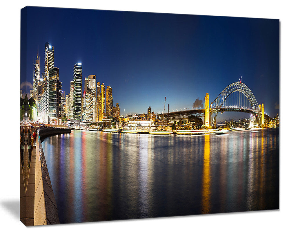 "Cityscape Sydney Nightfall" Panorama Canvas Print20"x12"