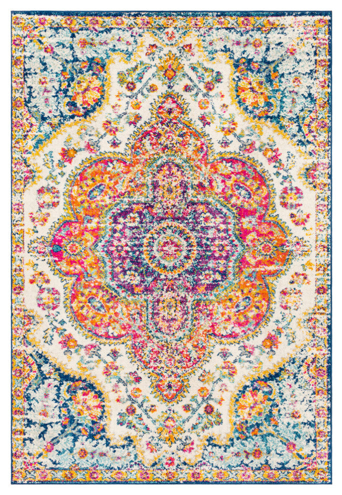 Elaziz Updated Traditional Bright Pink, Saffron Area Rug, 2'x3'