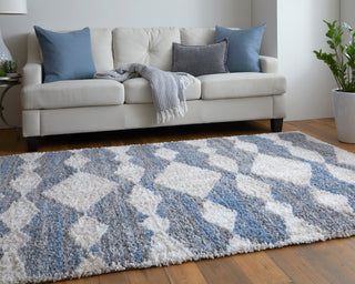 Weave & Wander Caide Contemporary Rug, Blue/Gray, 9'x12'
