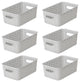 Plastic Rattan Storage Box Basket Organizer, Gray, Small-Pack of 6