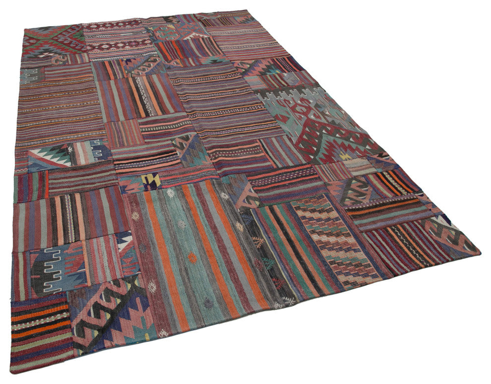 Rug N Carpet - Handmade Turkish 6' 7'' x 9' 11'' Vintage Patchwork Kilim Rug