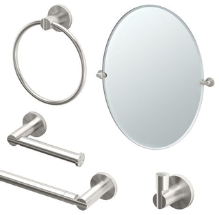 Gatco Channel 5-Piece Bathroom Accessory Kit With Mirror, Satin Nickel