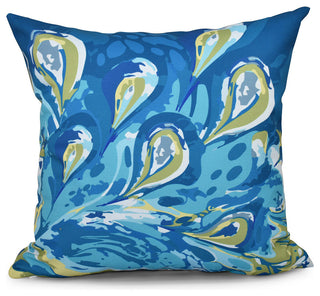 Boho Splash, Geometric Outdoor Pillow, Turquoise, 18"x18"