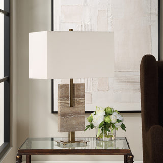 Uttermost 30402 Turning Point 26" Tall Buffet Table Lamp - Travertine