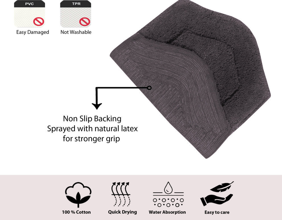 Waterford Absorbent Cotton and Machine washable Slice Rug, Gray