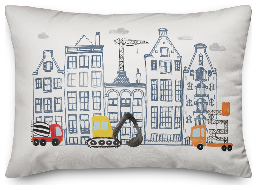 Juvie Doodle Buildings 14"x20" Spun Poly Pillow