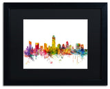 "Austin, Texas Skyline" Matted Framed Canvas Art by Michael Tompsett
