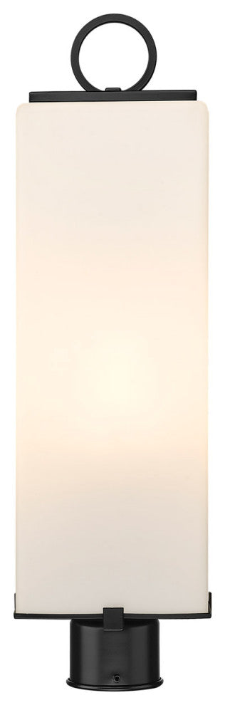 Zlite 593PHBR-BK 3-Light Outdoor Post Mount Fixture, White Opal