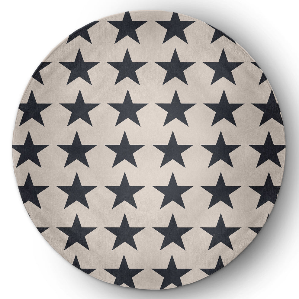 Stars Americana Chenille Area Rug, Blue, 5' Round