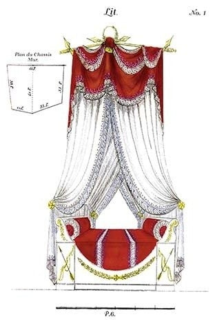 French Empire Bed No. 1 - Fine Art Giclee Print 24" x 36"