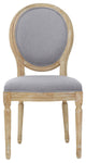 Naclerio French Country Fabric Upholstered Wood 5-Piece Dining Set, Light Gray/Natural