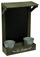My Home Wooden Chalkboard Wall Hanging w/Shelf & Planters