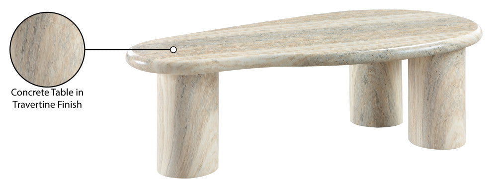 Sassari Finished Concrete Indoor/Outdoor Coffee Table, Travertine Finish
