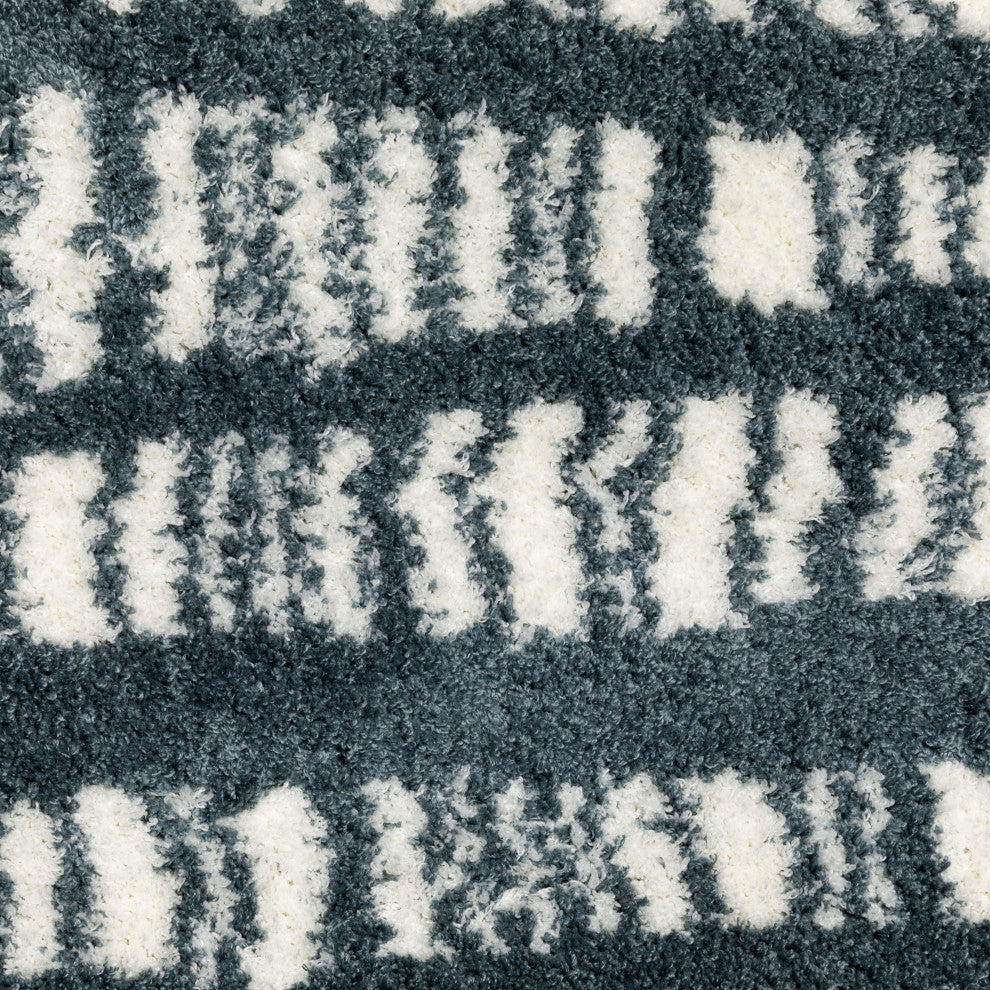 Greer Modern Dashed Lines Dark Teal/ Ivory Area Rug, 3'10" x 5'5"