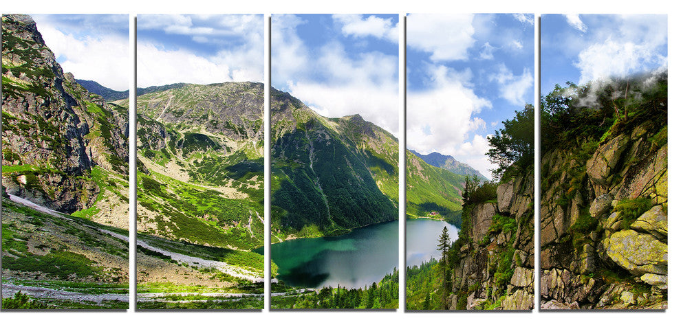 Incredible View of Tatra Mountains, Landscape Canvas Print, 60"x28", 5 Panels