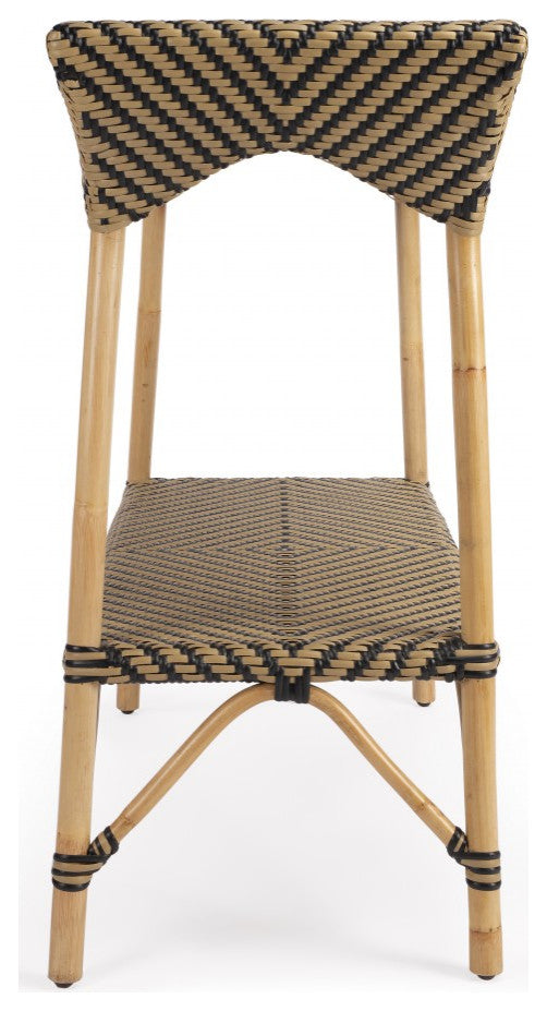 Brown and Beige Rattan Bar Cart