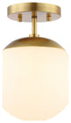 Marcel Bistro 7.75" 1-Light Bohemian Farmhouse LED Semi Flush Mount, Brass/White