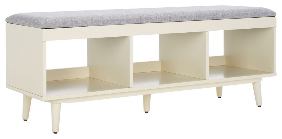 Safavieh Cricket Open Shelf Bench, Grey/Cream