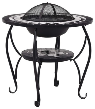 vidaXL Mosaic Fire Pit Table Black/White 26.8" Ceramic