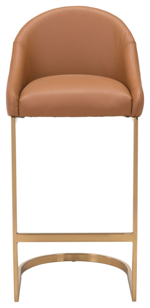 Bar Stool Chair Barstool, Faux Vinyl Leather, Steel, Tan, Gold, Cafe Bistro